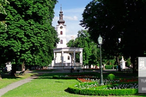 The late Baroque cathedral of St. Teresa of Avila in Bjelovar